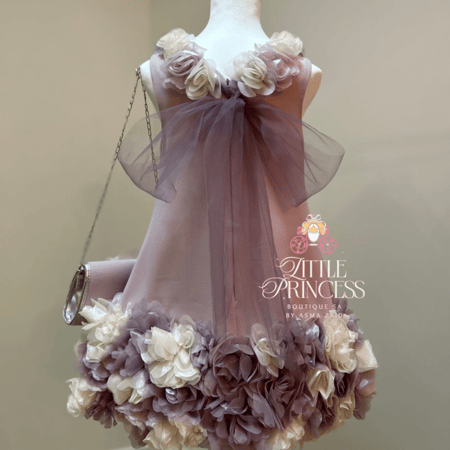 Purple rose dress + bag  فستان الجوري موف + الشنطه