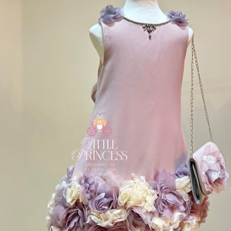 Purple rose dress + bag  فستان الجوري موف + الشنطه
