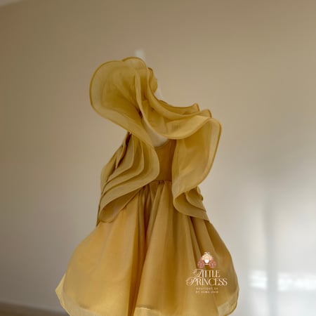 Yellow ruffle sleeve dress  فستان رافلز اصفر