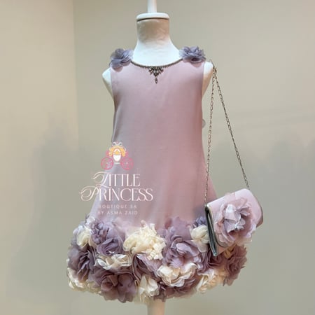 Purple rose dress + bag  فستان الجوري موف + الشنطه