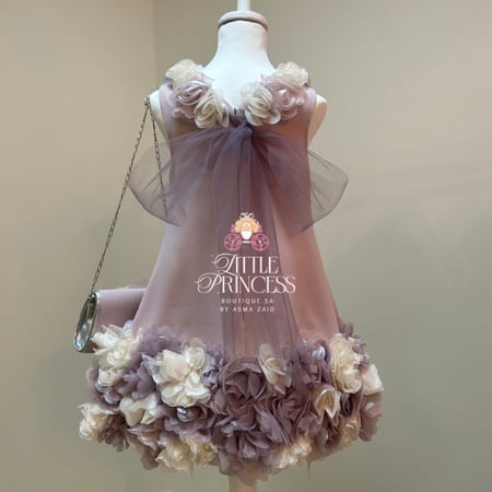 Purple rose dress + bag  فستان الجوري موف + الشنطه