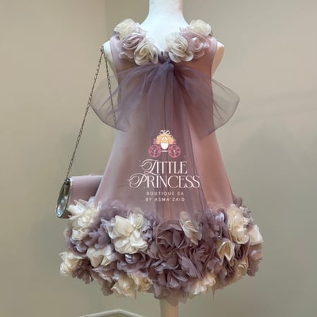 Purple rose dress + bag  فستان الجوري موف + الشنطه