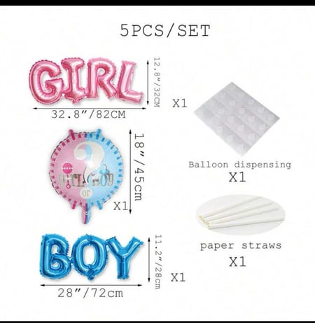 بالون كلمة boy and girl وعلامة استفهام لحفل كشف جنس الجنين
