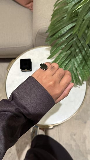 خاتم ملكي بمقبض كلاسيكي فضة عيار 925-اسود ملكي