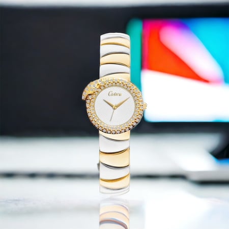 ساعه كاتيرا نسائي موديل الكارتير لونين ميناء ابيض