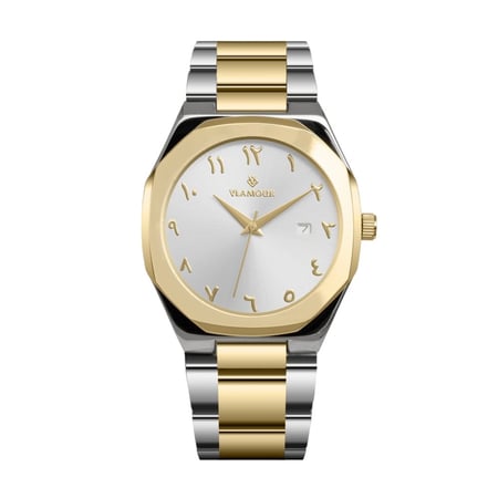 ساعه رجاليه ماركه فلامور رجالي ارقام عربيه لونين ميناء فضي