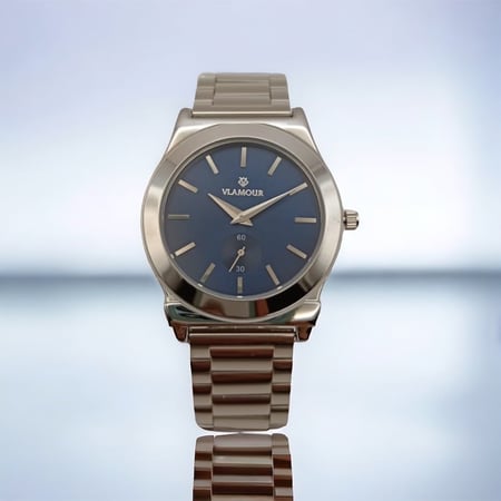 ساعه رجاليه فلامور كلاسيك فضي ميناء ازرق