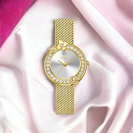 ساعه نسائيه كاتيرا الجديده ذهبي ميناء فضي