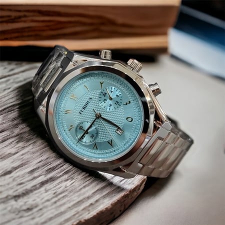 ساعه رجاليه كرنوغراف ستيل أرقام عربيه