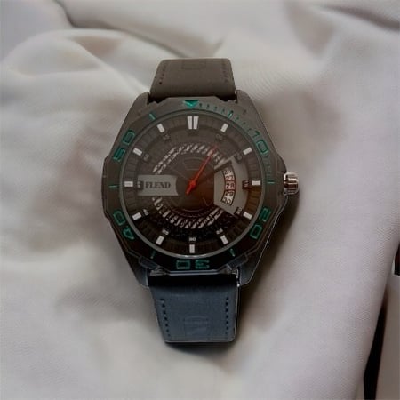 ساعه رجاليه جلد اسود ميناء اسود