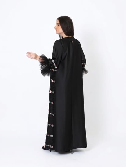 جلابيه كريب اسود وتل