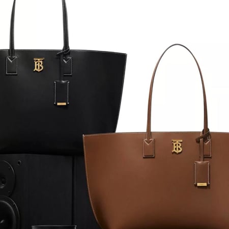 شنطة بربري كبيره اللون اسود Monogram Motif Leather Medium Tote