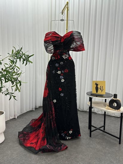 فستان سهرة قماش باربي مع شك