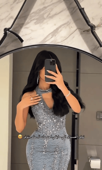 فستان سهرة دانتيل مع خرز