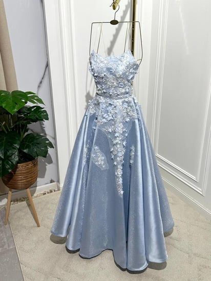 فستان نسائي سهره قماش ميكادو مع حرير روسي