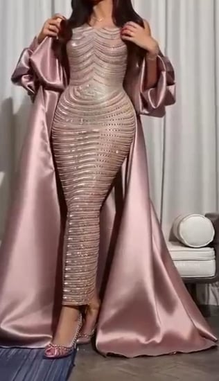 فستان سهرة قماش تل مع تفته كوري