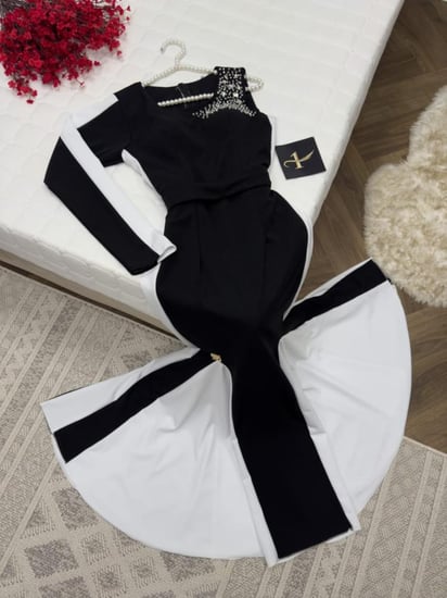 فستان نسائي سهره قماش كريب استرتش