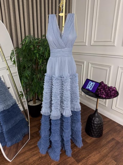 فستان نسائي سهره قماش تل كراميش