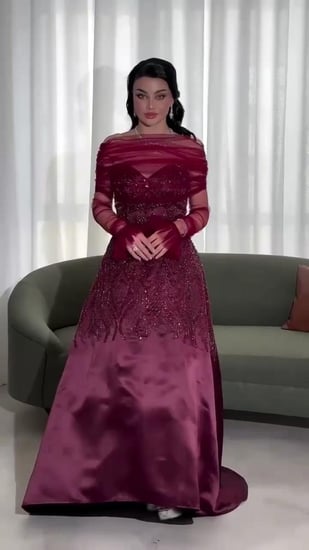 فستان نسائي سهره قماش شك مع تفته لماع مع تل