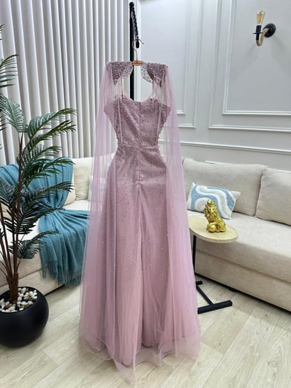 فستان سهرة قماش تل