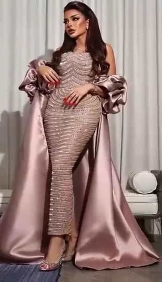 فستان سهرة قماش تل مع تفته كوري