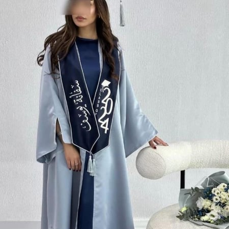 عباية تخرج سماوي معا كحلي