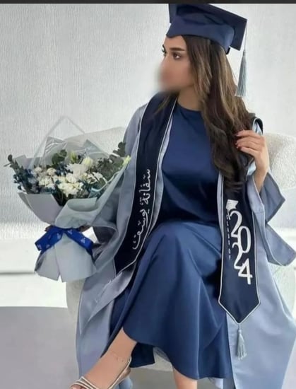 عباية تخرج سماوي معا كحلي