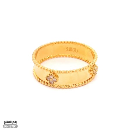 دبلة ذهب عيار 21 بخرزات ذهبية أنيقة (RN.5791)