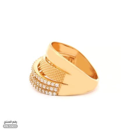 خاتم تصميم مفتوح بفصوص فاخرة ذهب عيار 21 (RN.5903)