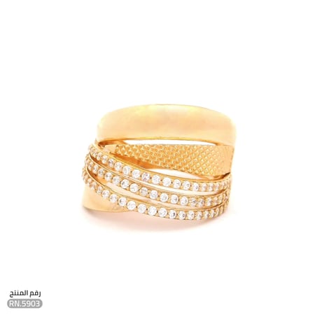 خاتم تصميم مفتوح بفصوص فاخرة ذهب عيار 21 (RN.5903)