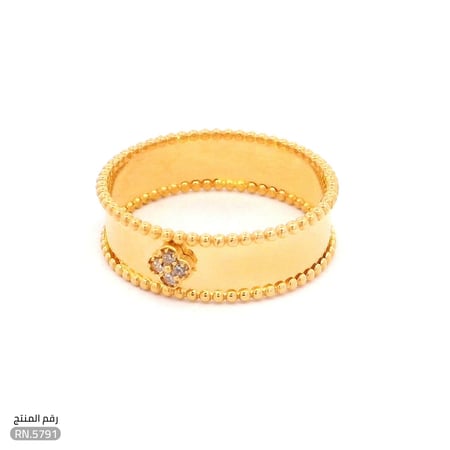 دبلة ذهب عيار 21 بخرزات ذهبية أنيقة (RN.5791)