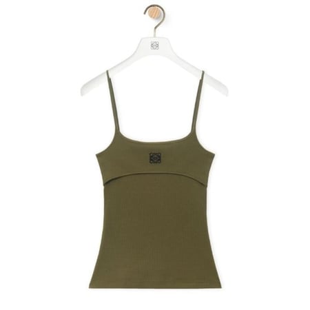 بلوزة بحمالات وشعار الماركة مزيج قطن مضلع من لويفي