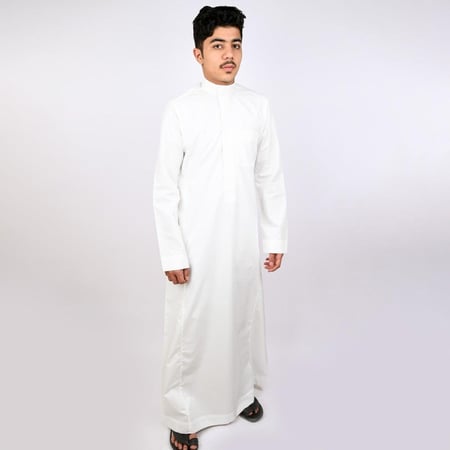 ثوب السفير شبابي سحاب ابيض وكريم