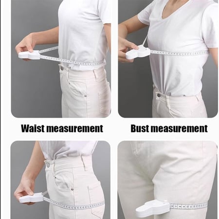 شريط قياس الجسم مرن 60 انش (150 سم) مع زر قابل للسحب وتصميم محمول لقياس محيط الخصر والجسم بسهولة ودقة