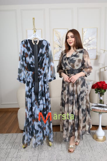 فستان شيفون بيور سلك مموج
