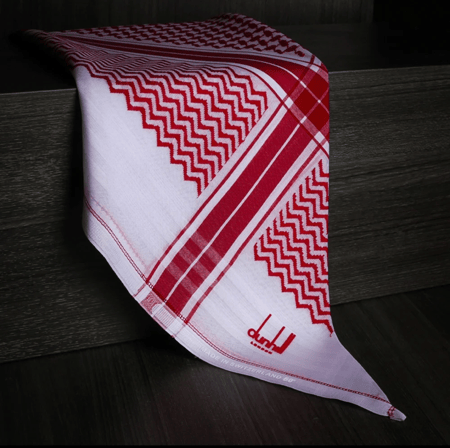 شماغ دنهل رسمي صناعة سويسرية  وقطن طبيعي و نقوش حمراء فاخرة
