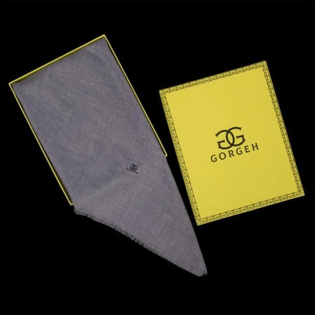 شال كشميري سادة لون فضي ماركة جورجيه-خامه فاخرة