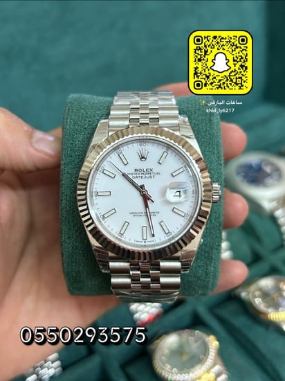 ساعة رولكس ديت جست ابيض كوبي سويس