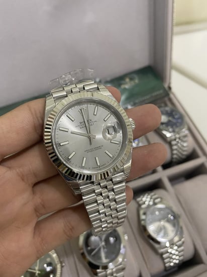 ساعة رولكس ديت جست رمادي فاتح كوبي سويس