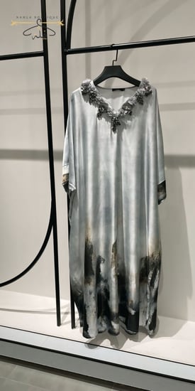 جلابيه بلون متدرج  - رمادي