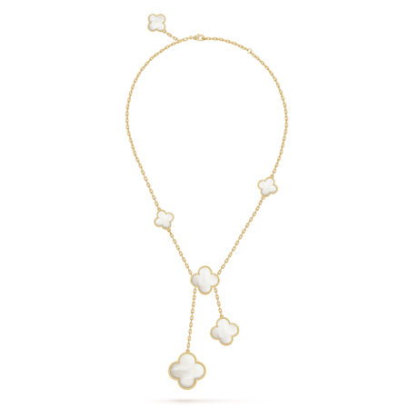 سلسال فان كليف ابيض 6 وردات ذهبي