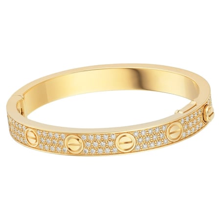 سوار الحب مطلي بالذهب مرصع باحجار الزيركون عالية الجودة بتصميم مستوحى من كارتير - لون ذهبي