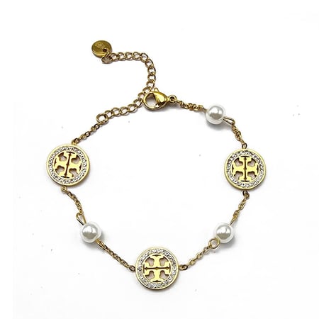 اسوارة توري بورش ذهبي مع حبات لولو