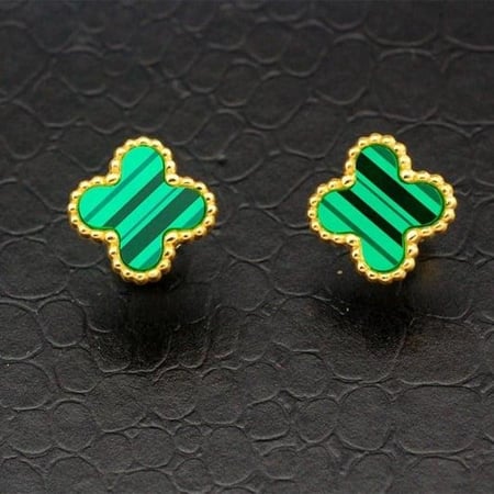 حلق وردة  من طقم سلسال وحلق وخاتم واسوارة وردات لون اخضر