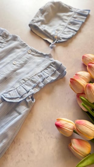 رومبر فستان صيفي حديثي الولادة قطعتين