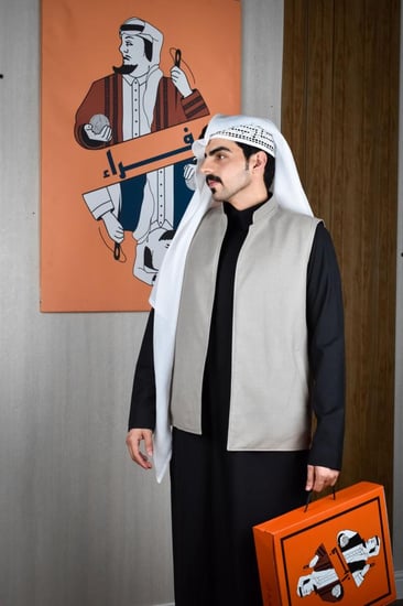 سديري لون ترابي مع اسود دبل فيس