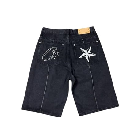 Corteiz Corteiz Short pour homme - Style cowboy hip hop Corteiz - Short de poche urbain baggy streetwear - Pantalon en jean unisexe