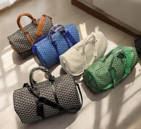 Goyard Croisiere 50 Black Leather Duffle Travel Carry On Vacation Weekend Bag