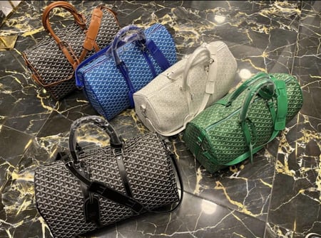 Goyard Croisiere 50 Black Leather Duffle Travel Carry On Vacation Weekend Bag