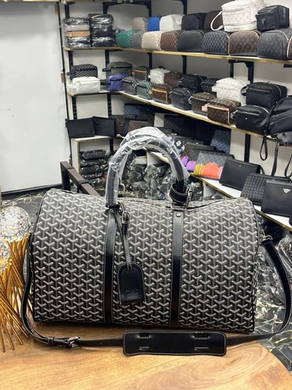 Goyard Croisiere 50 Black Leather Duffle Travel Carry On Vacation Weekend Bag